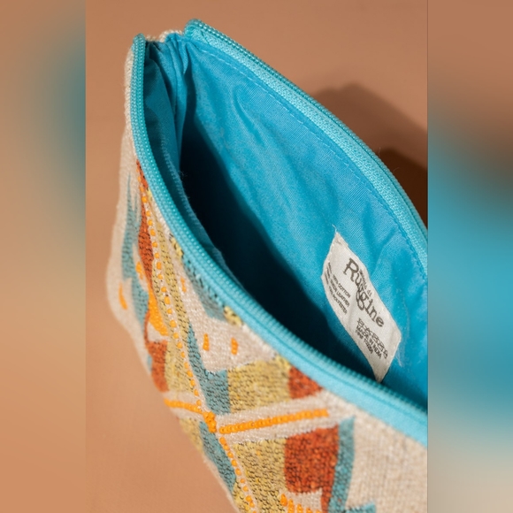 Handmade Hand Beaded Wristlet Clutch - Ethnic Inspired Design - Dyed Fine Cotton - Picture 4 of 6